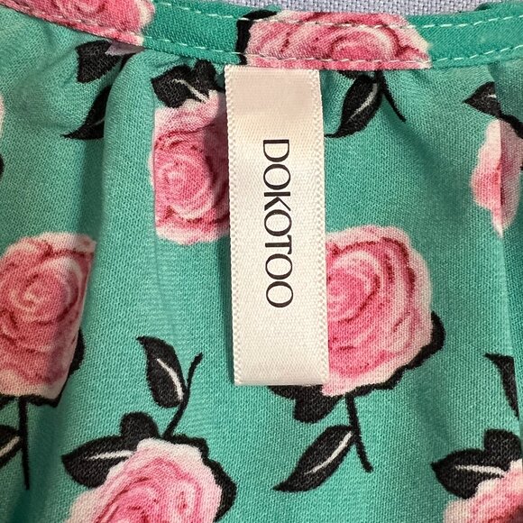 DOKOTOO Women's Maxi Dress Green Floral Long Sleeve Size Small Pullover Boho - Picture 4 of 10